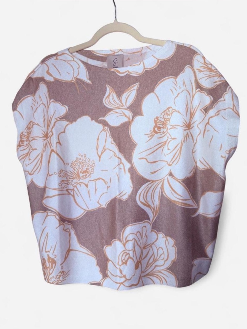 Sioni Dolman Floral Short Sleeve Sweater